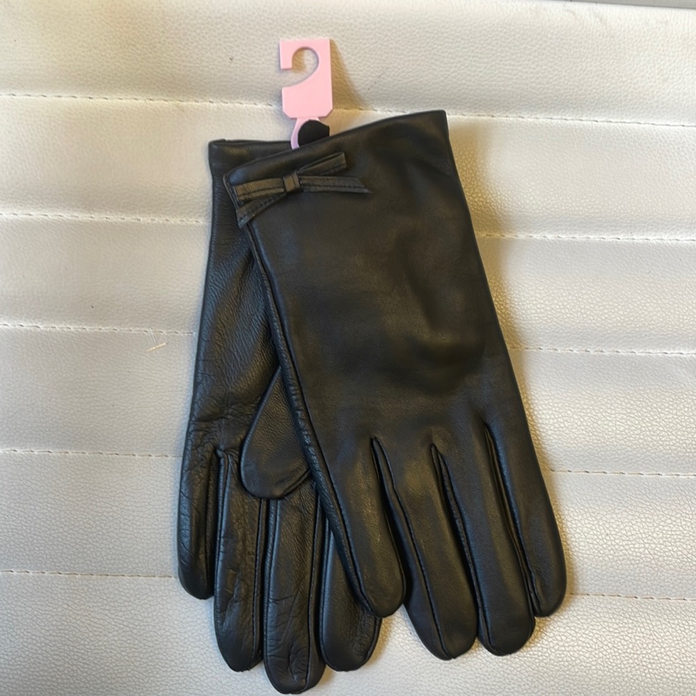Kate Spade Mini Bow Leather Gloves Black NEW